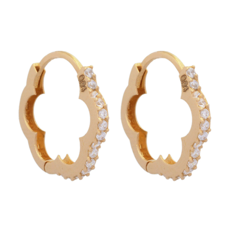 گوشواره حلقه‌ای طلا 18 عیار زنانه طلای مستجابی مدل گل هریس کد T161