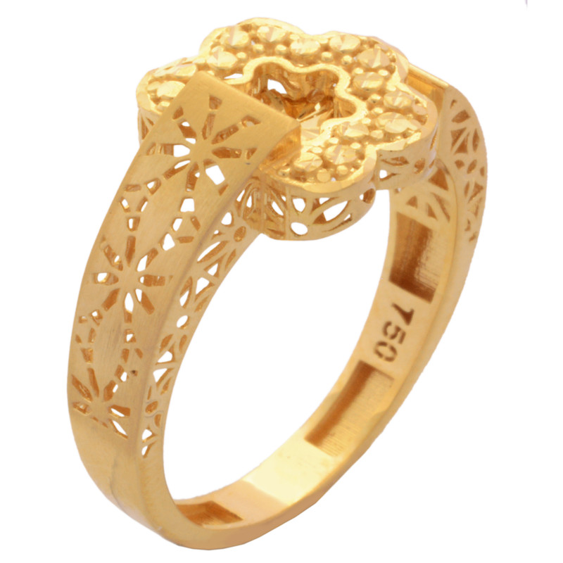 انگشتر طلا 18 عیار زنانه طلای مستجابی مدل گل T1475 کد 222