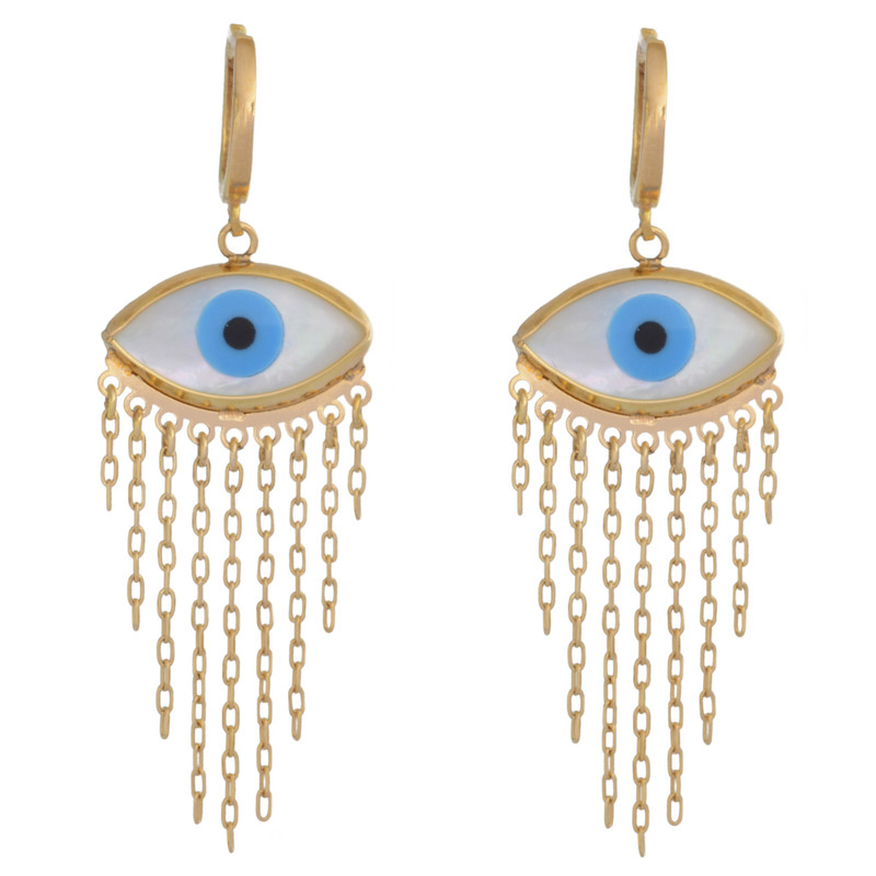 گوشواره آویز طلا 18 عیار زنانه طلای مستجابی مدل چشم کد T626-9