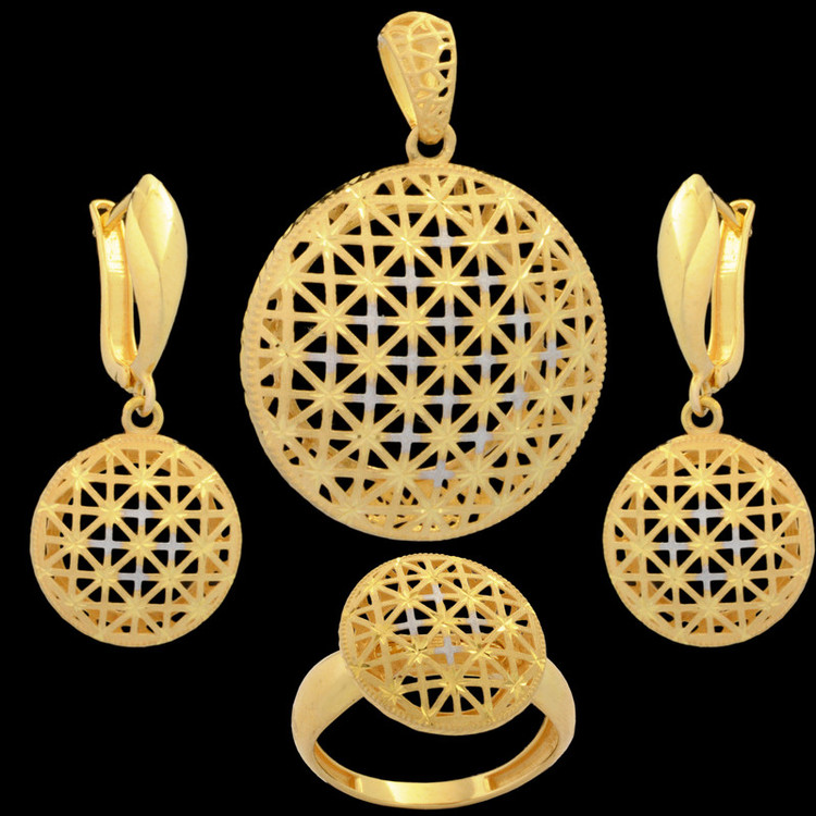 نیم ست طلا 18 عیار زنانه طلای مستجابی مدل تراش گرد آوا کد 563214
