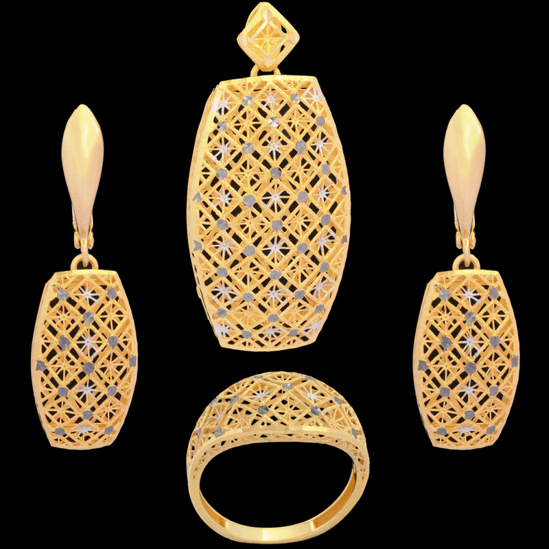 نیم ست طلا 18 عیار زنانه طلای مستجابی مدل قاصدک آوا کد 963845