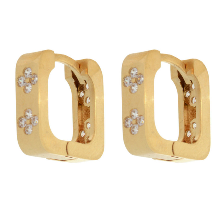 گوشواره کلیپسی طلا 18 عیار زنانه طلای مستجابی مدل گل مربعی جلوا کد 663