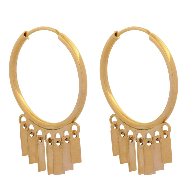 گوشواره حلقه‌ای طلا 18 عیار زنانه طلای مستجابی مدل روکو مستطیل کد 40441