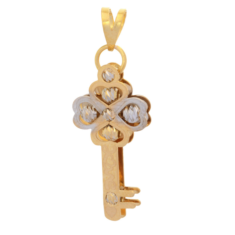 آویز گردنبند طلا 18 عیار زنانه طلای مستجابی طرح کلید قلبی کد E1587