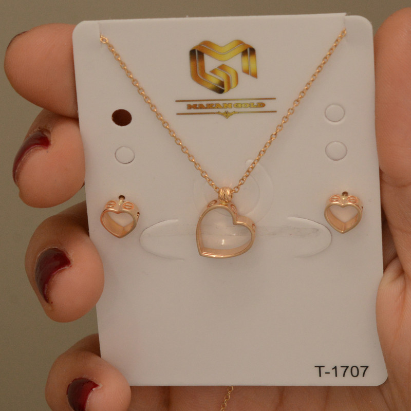 نیم ست طلا 18 عیار زنانه طلای مستجابی مدل قلب کارتیر 1707 کد 865322