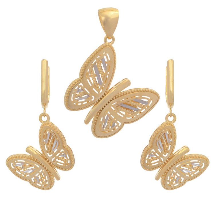 نیم ست طلا 18 عیار زنانه طلای مستجابی مدل پروانه گلوا کد T663