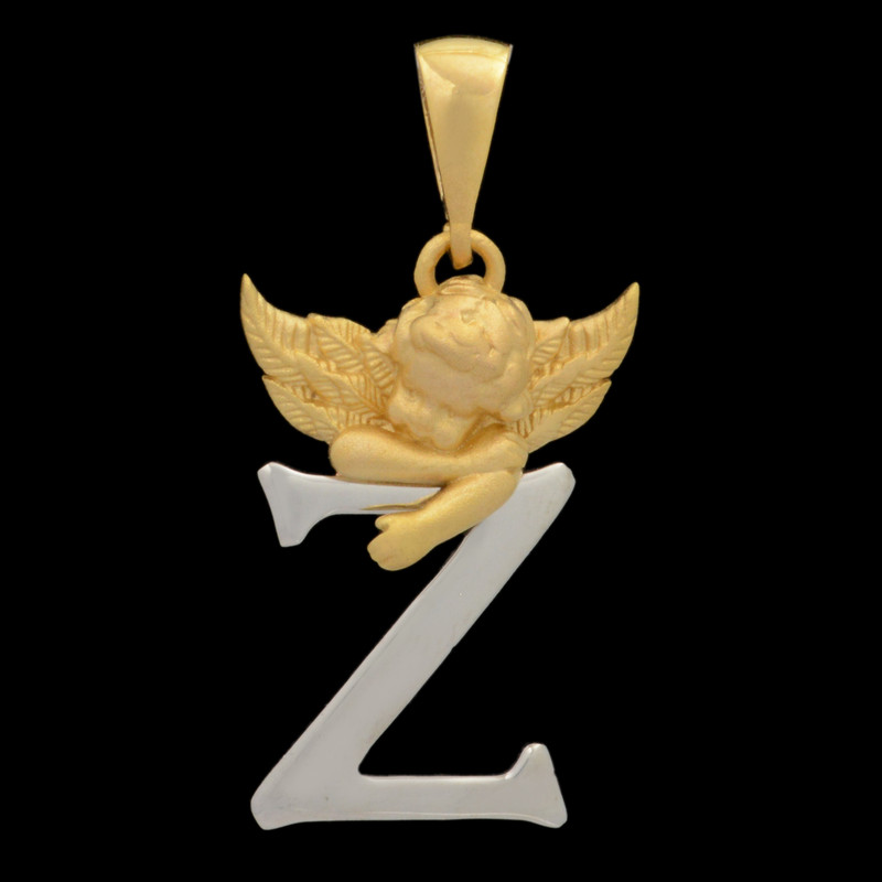 آویز گردنبند طلا 18 عیار زنانه طلای مستجابی طرح فرشته حرف Z کد T1630