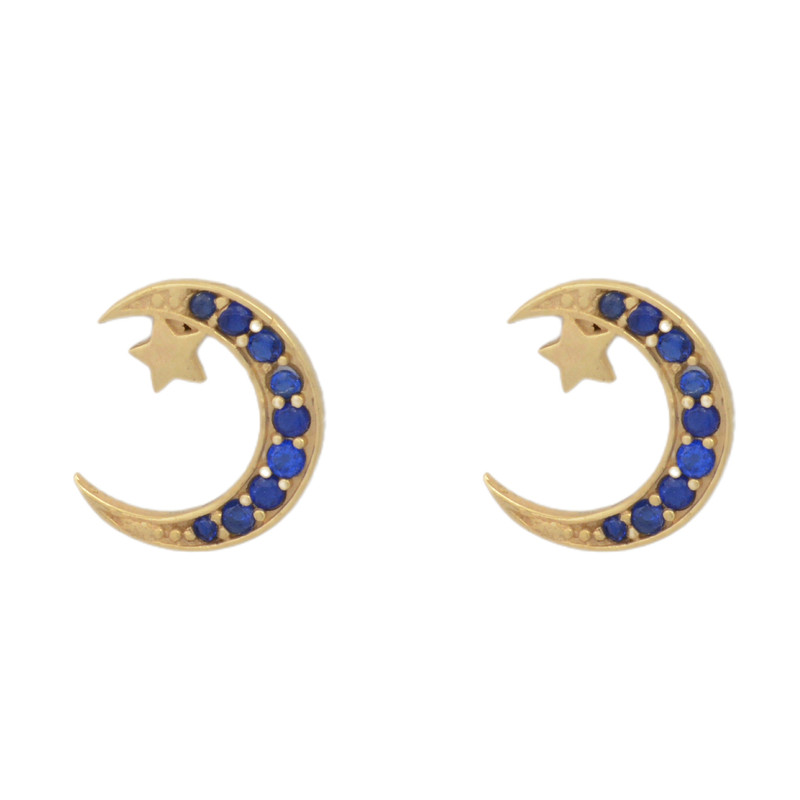 گوشواره میخی طلا 18 عیار زنانه طلای مستجابی مدل ماه و ستاره کد T1765