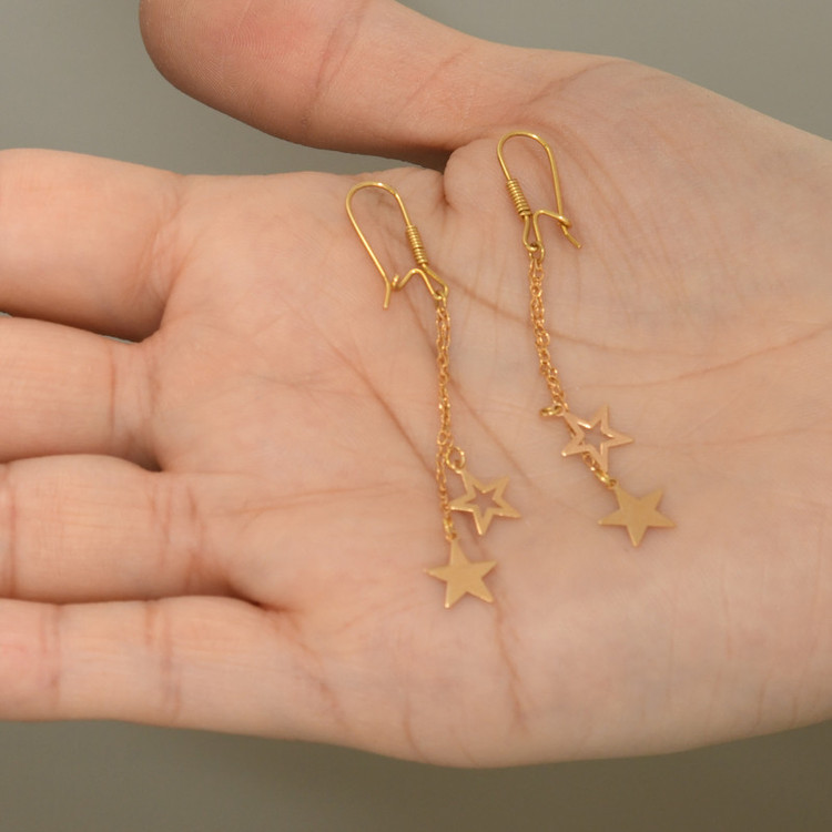 گوشواره عصایی طلا 18 عیار زنانه طلای مستجابی مدل ستاره کد 8769