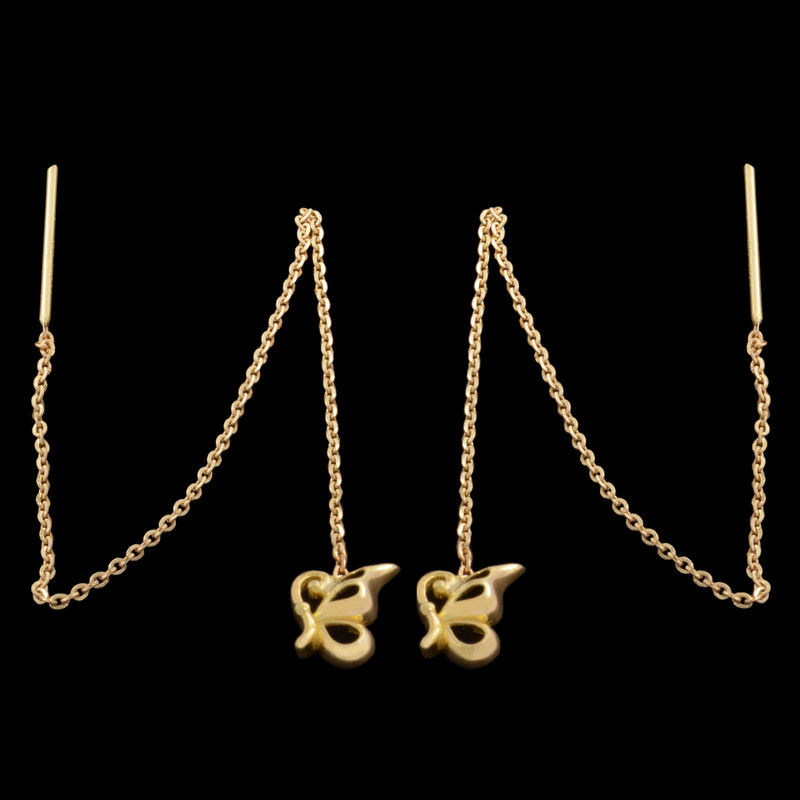 گوشواره بخیه‌ای طلا 18 عیار زنانه طلای مستجابی مدل پروانه اسپرلوس کد T132