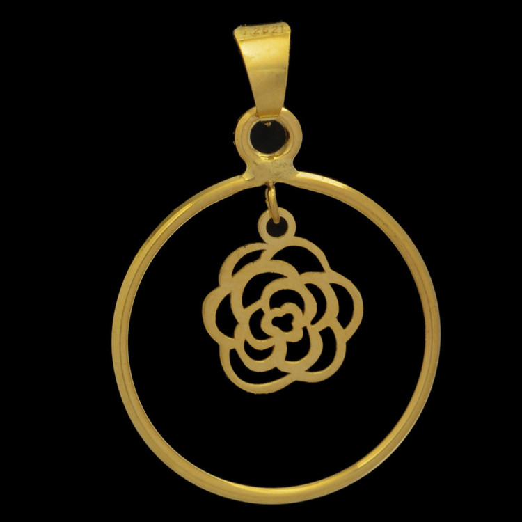 آویز گردنبند طلا 18 عیار زنانه طلای مستجابی طرح گل رز کد 6001