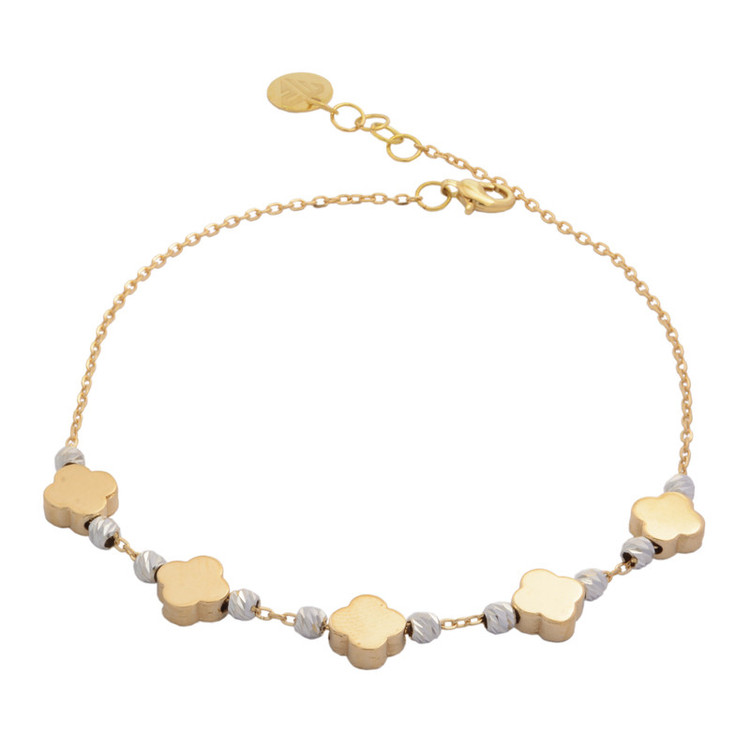 دستبند زنجیری طلا 18 عیار زنانه طلای مستجابی مدل گل و گوی T2389 کد 45217