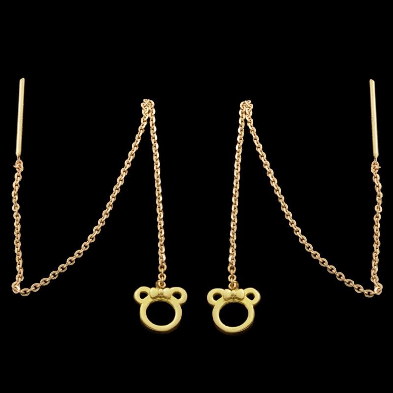 گوشواره بخیه‌ای طلا 18 عیار زنانه طلای مستجابی مدل میکی ماوس  کد 5214