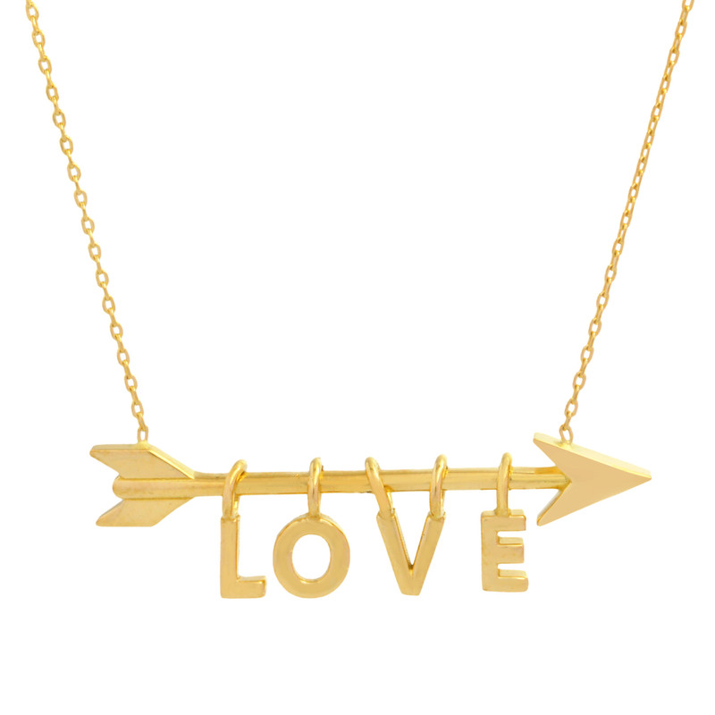 گردنبند طلا 18 عیار زنانه با طرح حلقه‌ای (فلامینگو) طلای مستجابی طرح LOVE مدل اسپرلوس کد 01