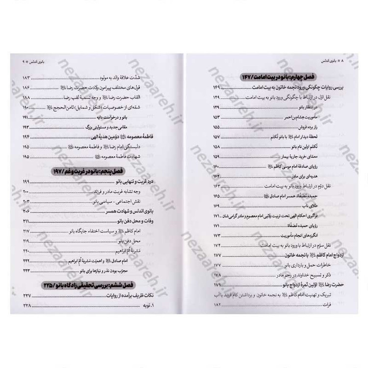 کتاب بانوی اندلس (پژوهشی مستند درباره زندگانی و زادگاه مادر گرامی امام رضا(ع) و حضرت معصومه (س))