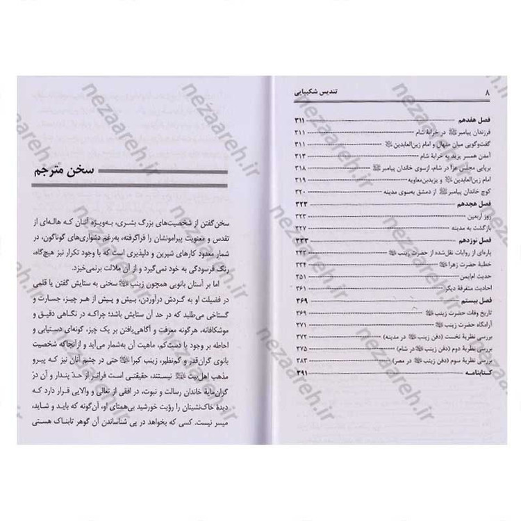 کتاب تندیس شکیبایی (ترجمه ای از کتاب زینب الکبری من المهد الی اللحد) نویسنده آیت الله محمد کاظم قزوینی