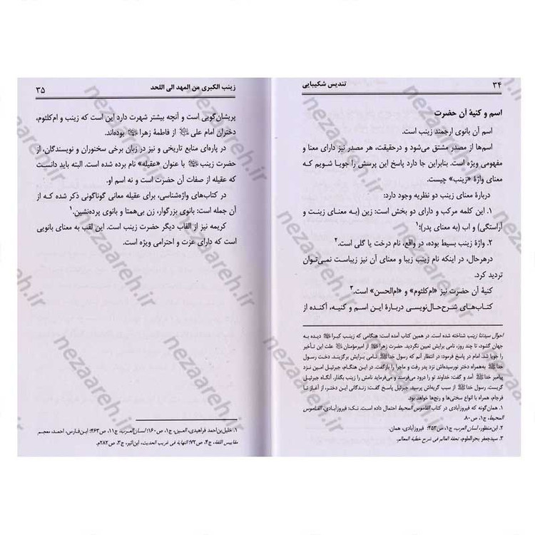کتاب تندیس شکیبایی (ترجمه ای از کتاب زینب الکبری من المهد الی اللحد) نویسنده آیت الله محمد کاظم قزوینی