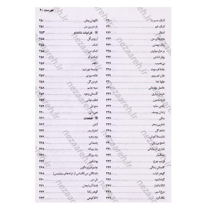 کتاب دیوان کامل رهی معیری (ترانه ها و نغمه ها و طنز های سیاسی و اجتماعی) همراه با قاب
