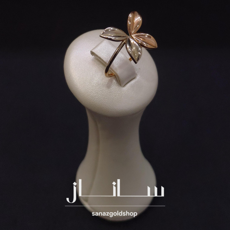 انگشتر مینیمال طرح پروانه دو رنگ 18عیار ارسال رایگان گالری طلای ساناز