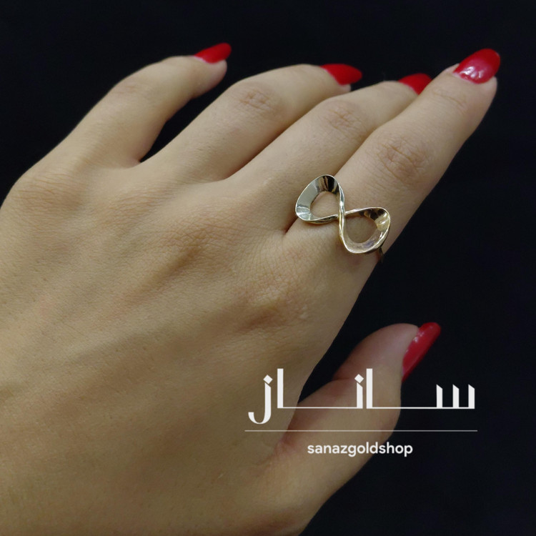 انگشتر مینیمال طرح بینهایت 18عیار ارسال رایگان گالری طلای ساناز