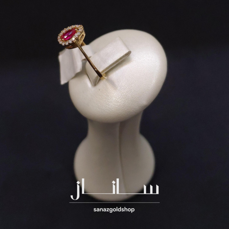 انگشتر مینیمال طرح اشک صورتی طلای 18 عیار ارسال رایگان گالری طلای ساناز