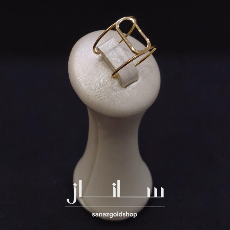 انگشتر مینیمال طرح دولاین مستطیلی طلای 18 عیار ارسال رایگان گالری طلای ساناز