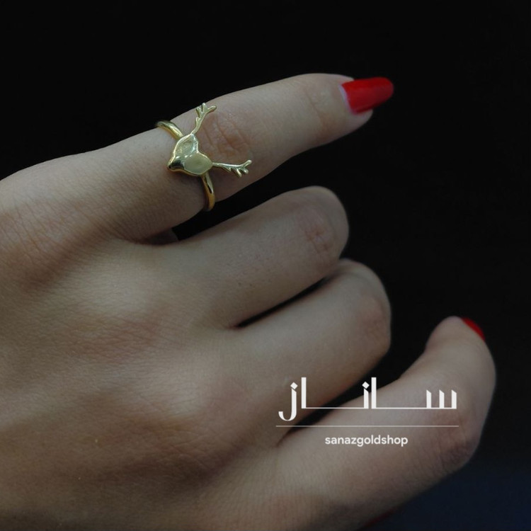 انگشتر مینیمال طرح قلب گوزنی 18عیار ارسال رایگان گالری طلای ساناز