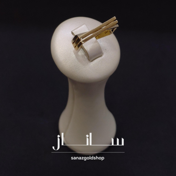 انگشتر مینیمال طرح سه لاین طلای 18 عیار ارسال رایگان گالری طلای ساناز