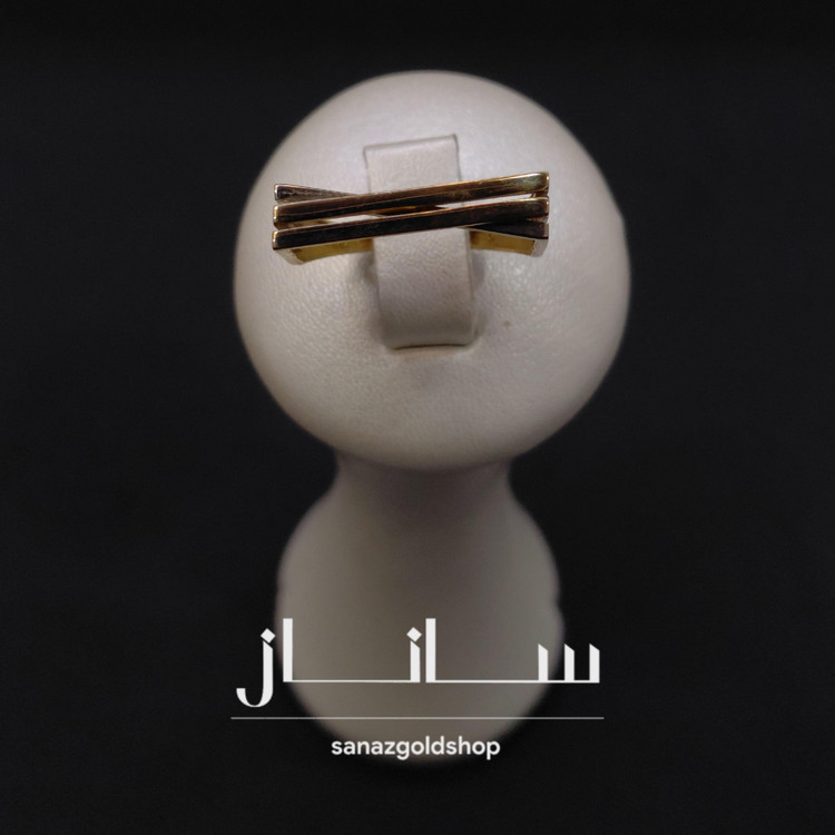 انگشتر مینیمال طرح سه لاین طلای 18 عیار ارسال رایگان گالری طلای ساناز