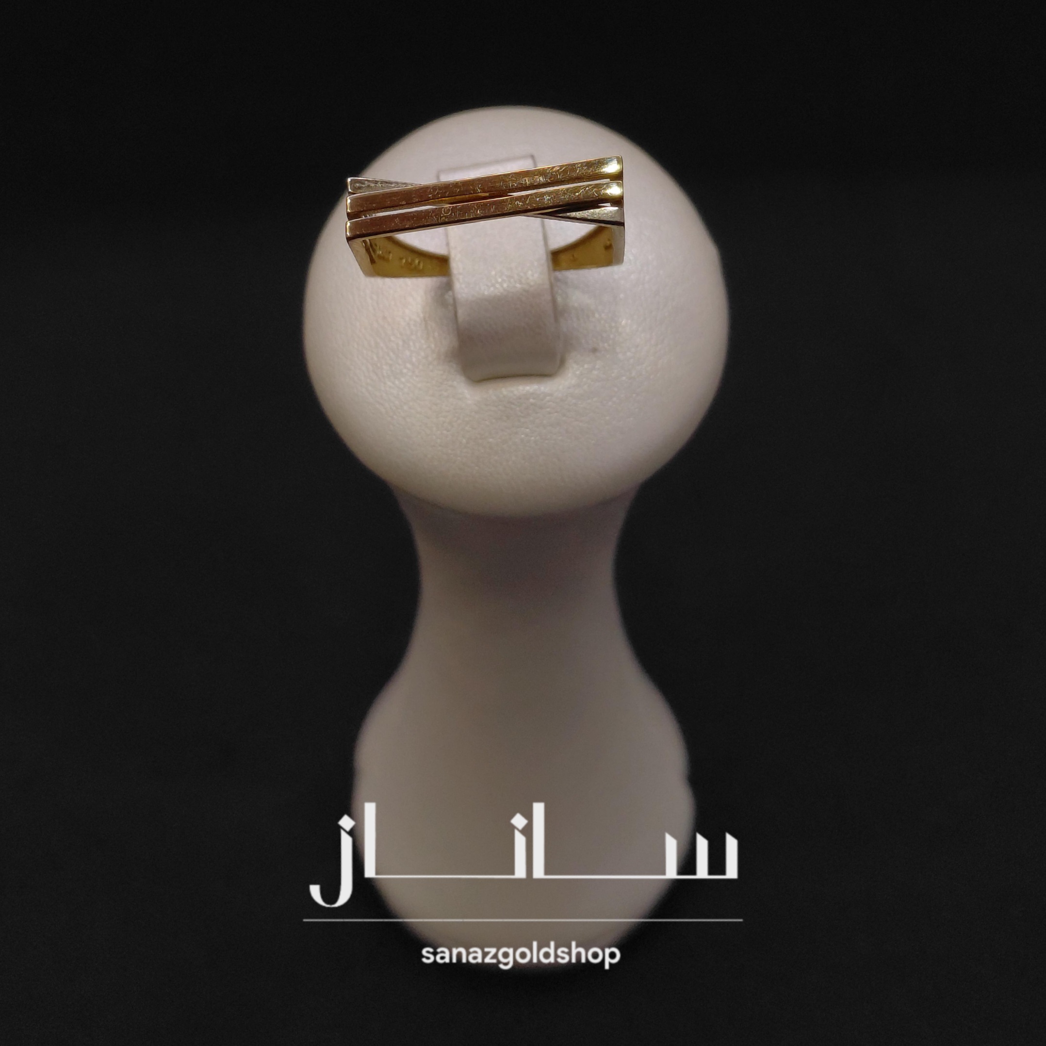 انگشتر مینیمال طرح سه لاین طلای 18 عیار ارسال رایگان گالری طلای ساناز