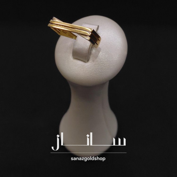 انگشتر مینیمال طرح سه لاین طلای 18 عیار ارسال رایگان گالری طلای ساناز