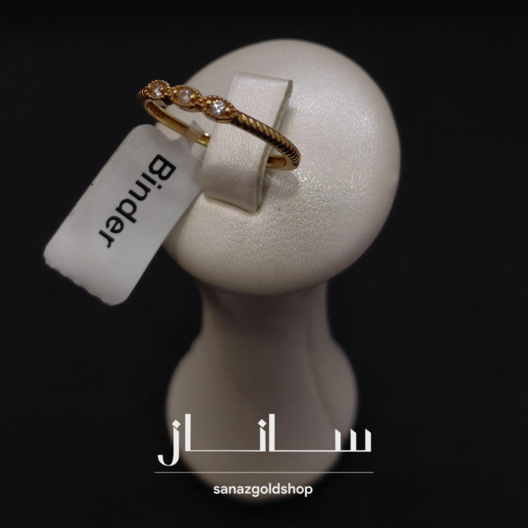 انگشتر مینیمال طرح تریو نگین دار 18عیار ارسال رایگان گالری طلای ساناز