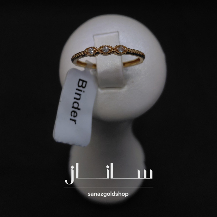 انگشتر مینیمال طرح تریو نگین دار 18عیار ارسال رایگان گالری طلای ساناز
