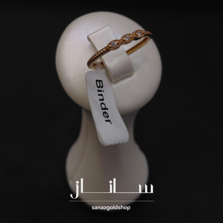 انگشتر مینیمال طرح تریو نگین دار 18عیار ارسال رایگان گالری طلای ساناز
