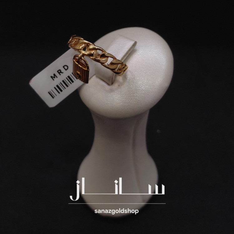 انگشتر مینیمال طرح کارتیر آویزدار طلای 18 عیار ارسال رایگان گالری طلای ساناز