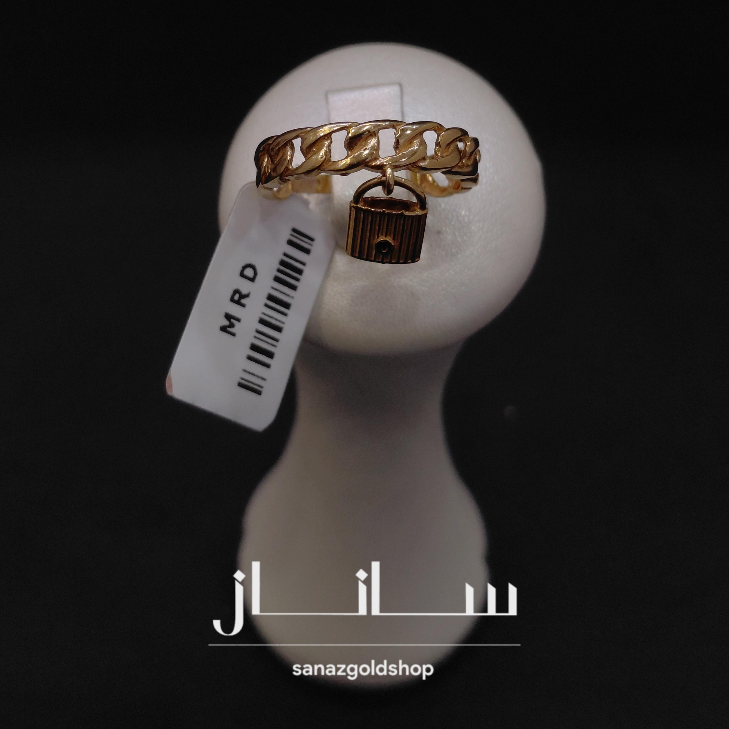انگشتر مینیمال طرح کارتیر آویزدار طلای 18 عیار ارسال رایگان گالری طلای ساناز