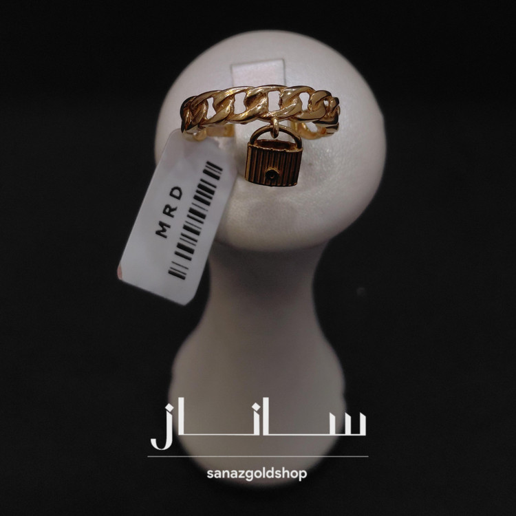 انگشتر مینیمال طرح کارتیر آویزدار طلای 18 عیار ارسال رایگان گالری طلای ساناز