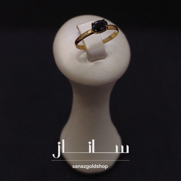 انگشتر مینیمال طرح تک نگین مشکی 18عیار ارسال رایگان گالری طلای ساناز
