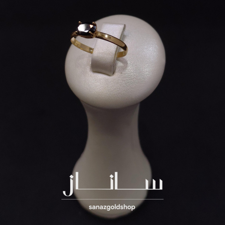 انگشتر مینیمال طرح تک نگین مشکی 18عیار ارسال رایگان گالری طلای ساناز