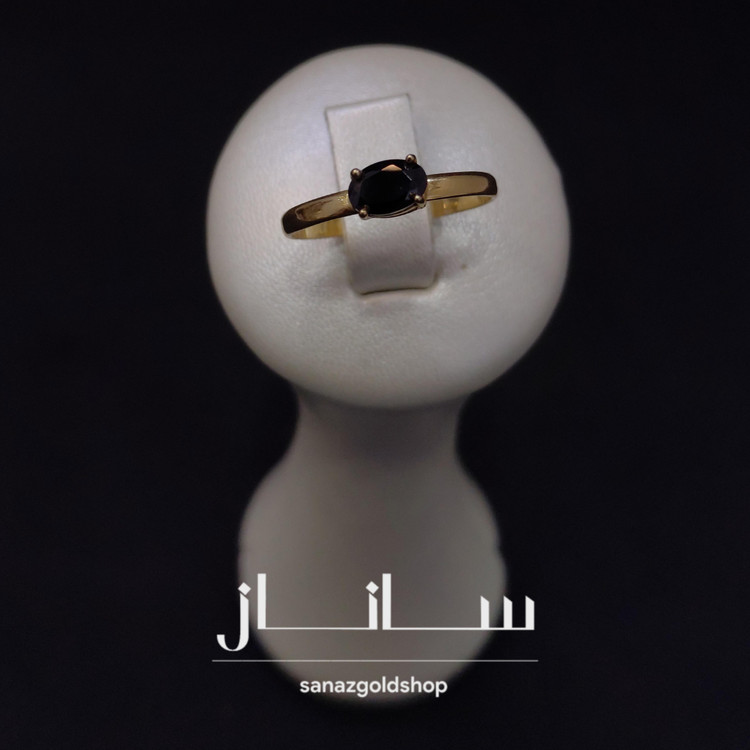 انگشتر مینیمال طرح تک نگین مشکی 18عیار ارسال رایگان گالری طلای ساناز
