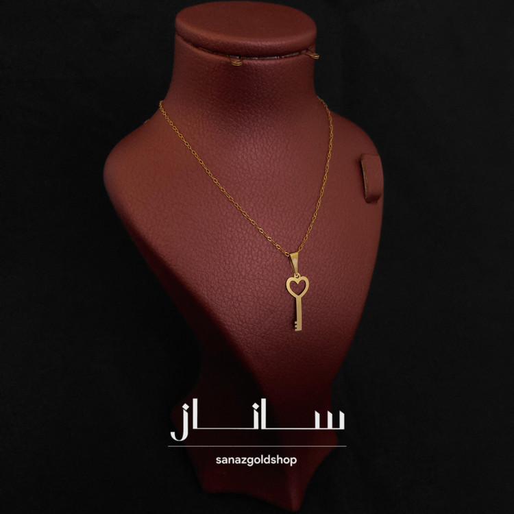 پلاک آویز طلا 18 عیار طرح کلید قلبی ارسال رایگان گالری طلای ساناز