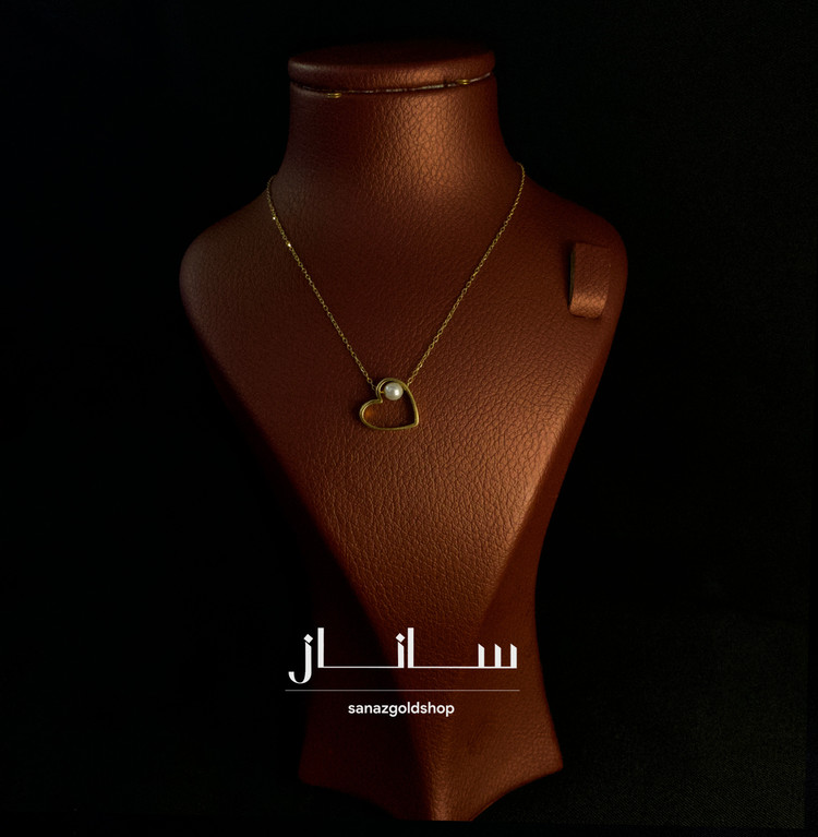 گردنبند قلب ظریف با مروارید مینیمال طلای 18 عیار قلب ظریف با مروارید مینیمال