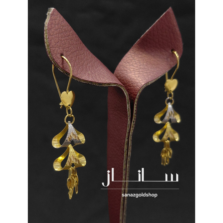 گوشواره آویز اشکی 18 عیار کم اجرت ارسال رایگان گالری طلای ساناز