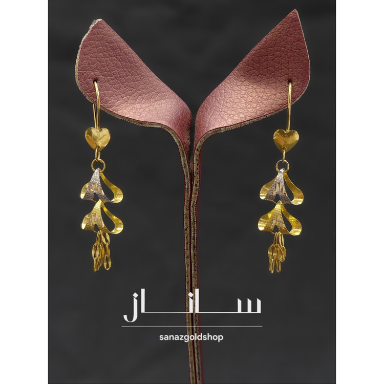 گوشواره آویز اشکی 18 عیار کم اجرت ارسال رایگان گالری طلای ساناز