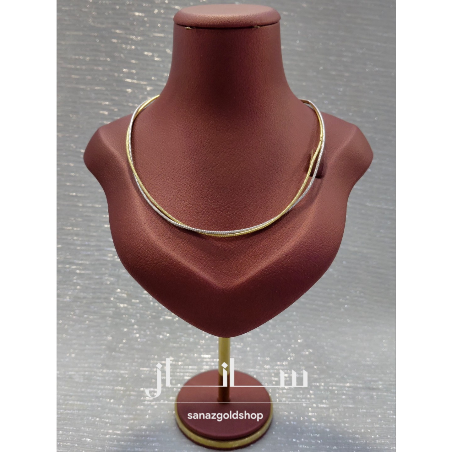 گردنبند دورنگ ماری 18 عیار کم اجرت ارسال رایگان گالری طلای ساناز