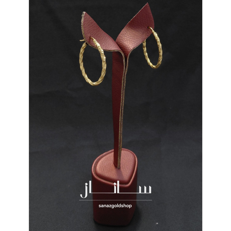 گوشواره حلقهای طرح مارپیچ بزرگ 18 عیار کم اجرت ارسال رایگان گالری طلای ساناز