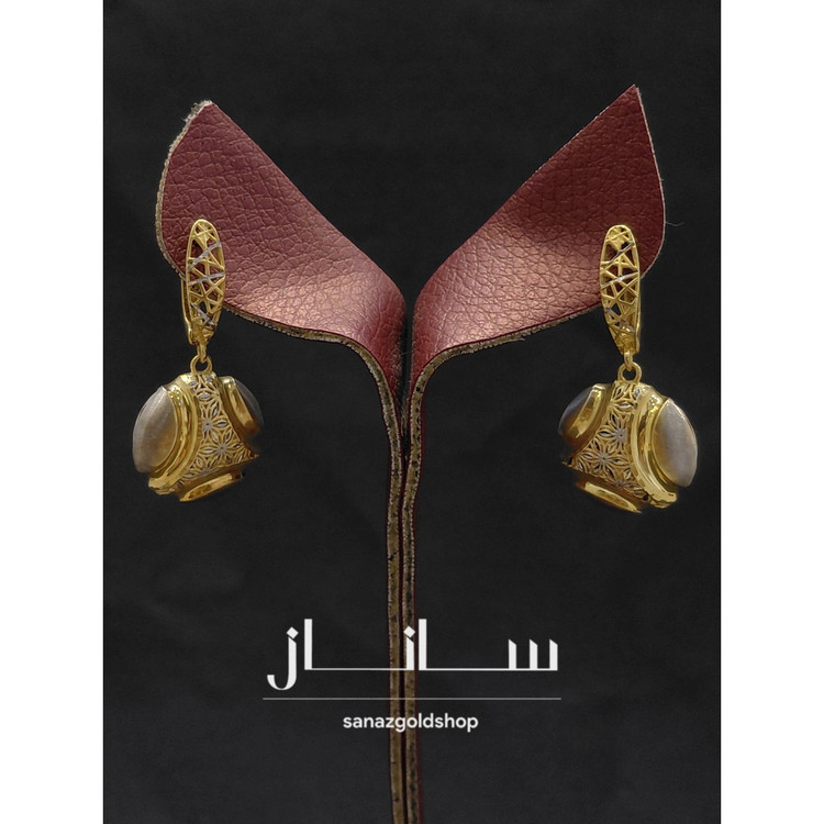 گوشواره آویز طرح دایره توری 18 عیار کم اجرت ارسال رایگان گالری طلای ساناز