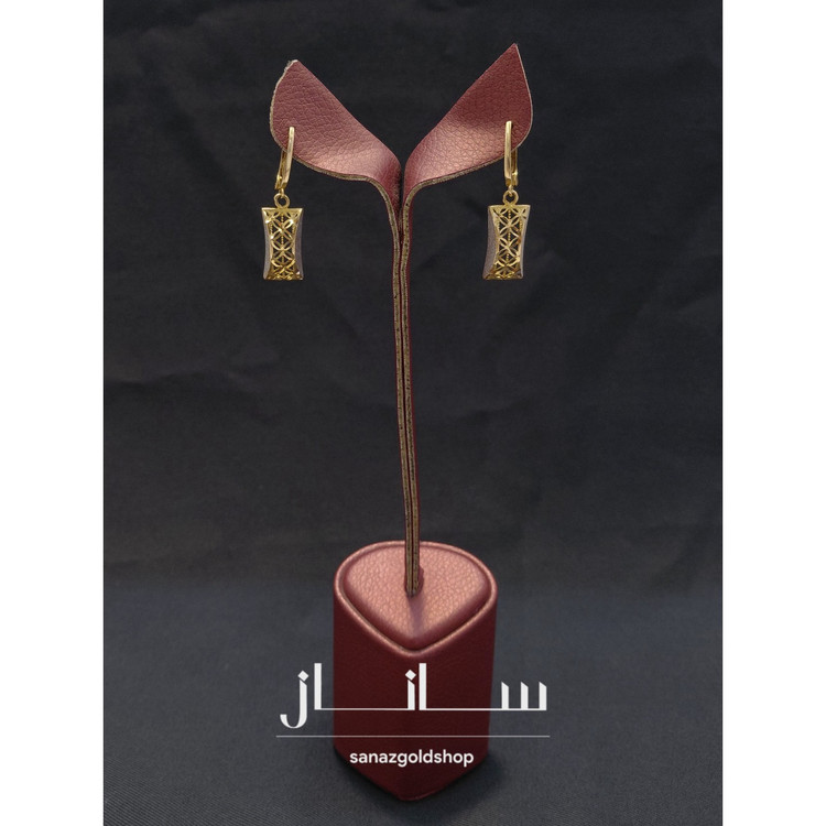 گوشواره آویز مستطیلی 18 عیار ارسال رایگان گالری طلای ساناز