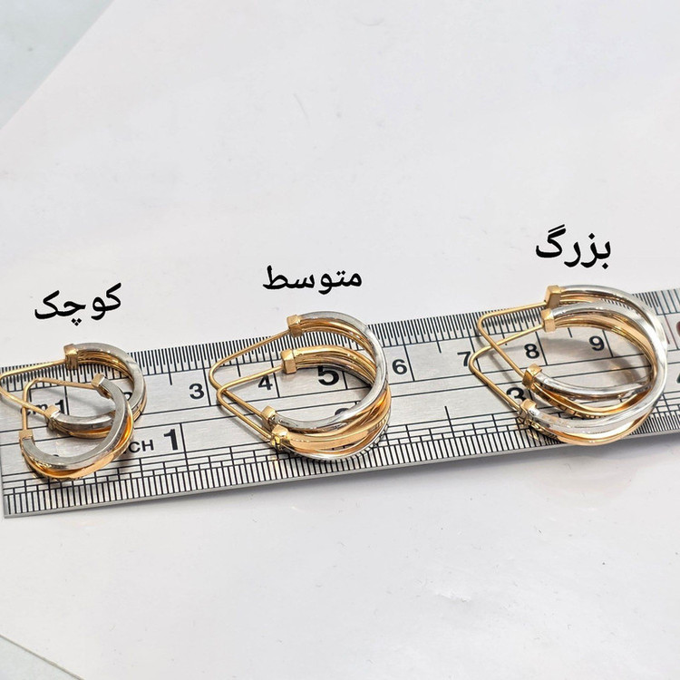 گوشواره حلقهای طلا کم اجرت 18 عیار زنانه طلا و شمش برلیان مدل موجی