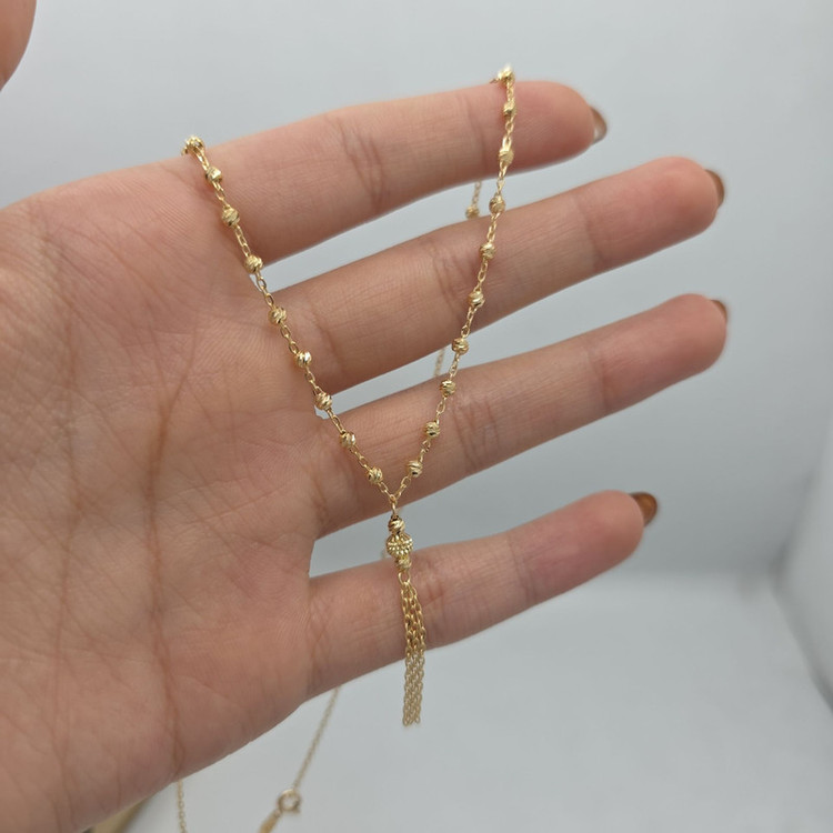 نیم ست طلا کم اجرت 18 عیار زنانه طلا و شمش برلیان مدل گوی و تراش کد ۵
